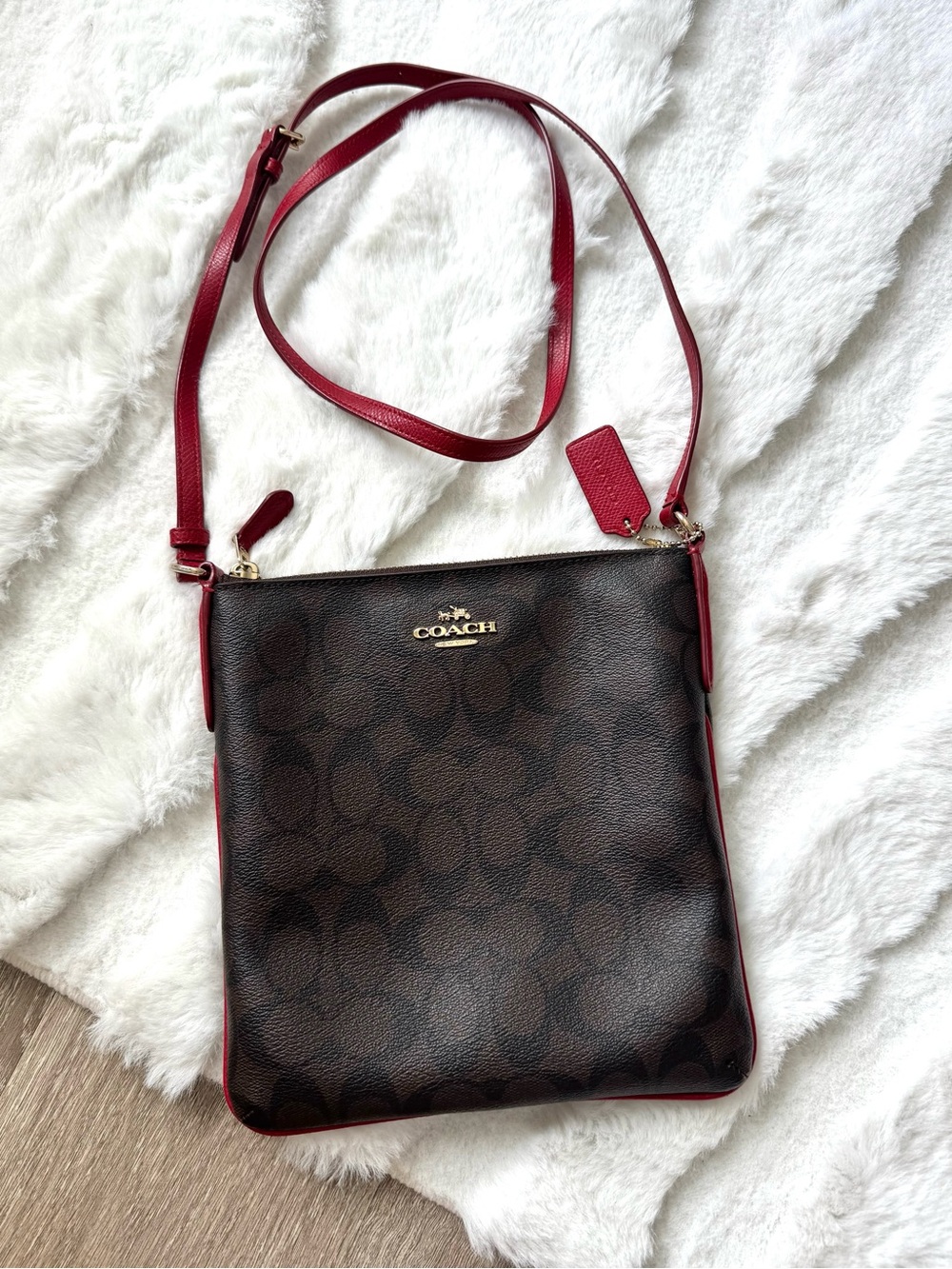 Coach Signature Brown Monogram Canvas Crossbody Bag